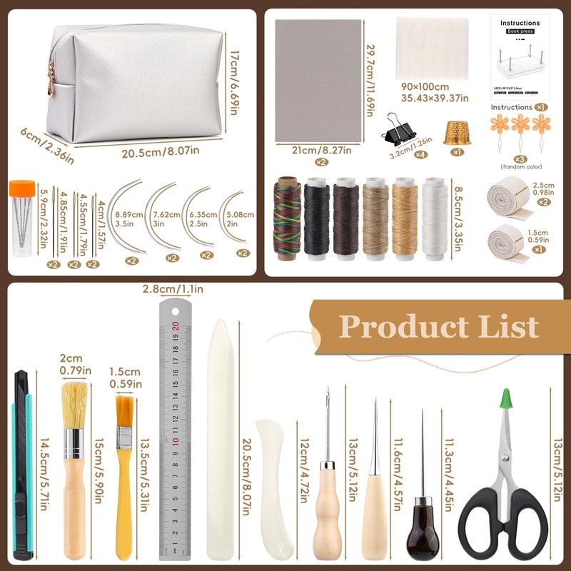 JUPEAN 45 Pcs Book Binding Kits, Bookbinding Kit Large Book