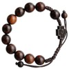 Sine Cera Jujube Wood 13mm Adjustable Rosary Bracelet, Large, Brown
