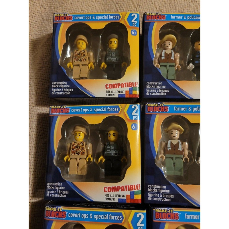 Greenbrier International (24) Make-It Blocks Figurines, Construction blocks figurines New