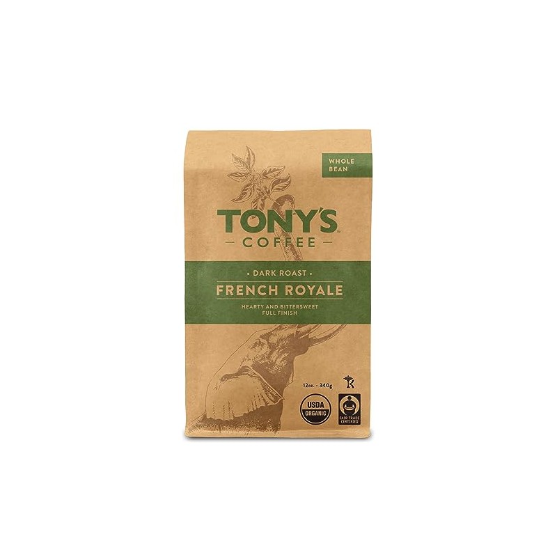 Tony's Coffee, French Royale (12oz), Dark Roast Whole Bean Coffee,