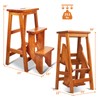 BETTARY 3-Step Folding Wooden Step Stool, Portable Anti-Slip Step Ladder,