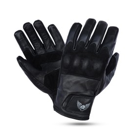 Leatherick Mens Cowhide Leather Motorcycle Gloves - Durable Touch Screen Compatible Motorcycle Gloves with CE Certified Protective Suede Knuckles (Black, 2XL)