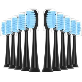 Replacement Toothbrush Heads 10 Pack Compatible with AquaSonic Black Series for Vibe Series Black Series pro, and for Duo Series pro Electric Toothbrush,Balck