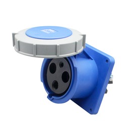 IEC 60309 Waterproof Industrial Connector Socket, 3Pin 63A 200V-250V 2P+E 6H IP67 Waterproof Female Connector Power Connecting Industrial Concealed Socket for Aviation and Industry