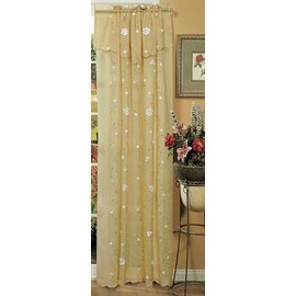 Creative Linens Daisy Embroidered Floral Window Curtain Panel 50x84 in 6 Colors - Gold, Ivory, Lavender, Mint Green, Pink, Taupe One Piece (Gold)
