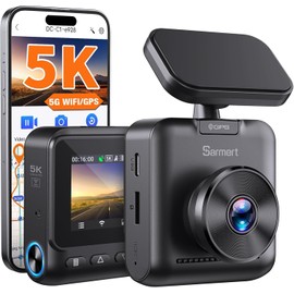Sarmert C1 5K Dash Cam, Built-in GPS 5G WiFi, 5K/4K/2.5K UHD Dashcam with APP, 2" IPS Screen Dash Camera with Super Night Vision, Loop Recording, WDR, 150° Wide, G-Sensor, Supports 512GB Max
