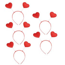 Healvian 5pcs Red Heart Headband Wedding Hair Accessories Hair Ribbons Hair Toppers Head Band Red Headband Headbands Hair Hoops Love Heart Hair Bands New Year Hair Accessories Resin