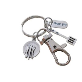 Food Server, School Lunch Serving Staff Appreciation Keychain, Small Spatula, Plate, Thank You Charm, and Clasp