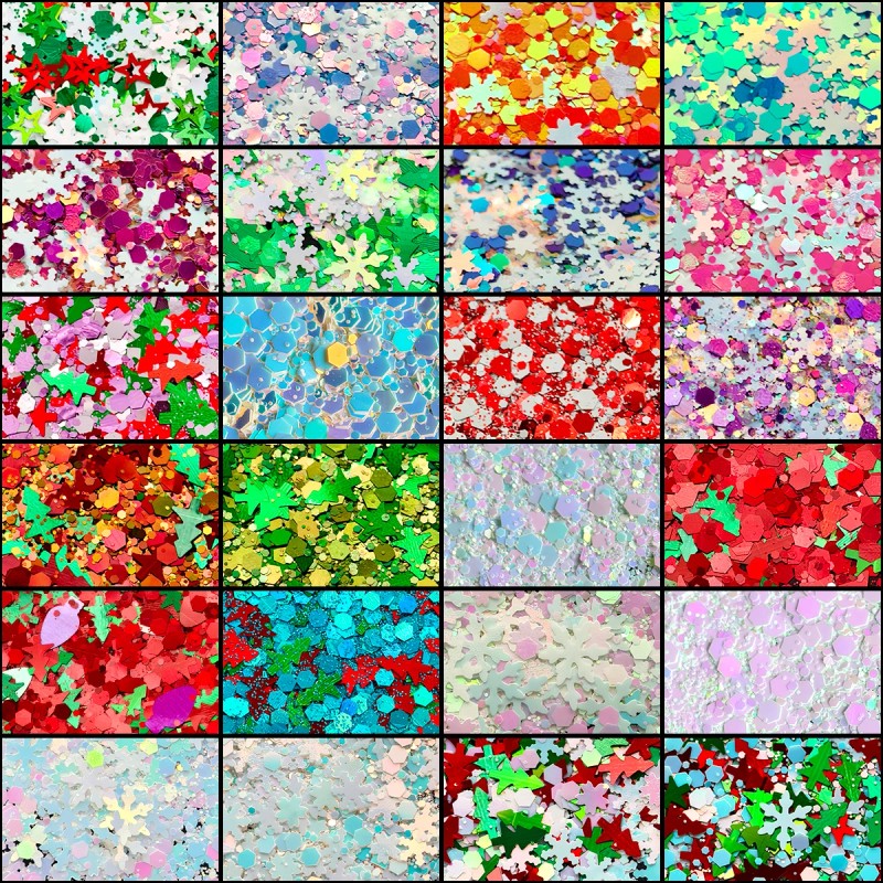 24 Colors Christmas Chunky Mix Glitter for Face Makeup Nails