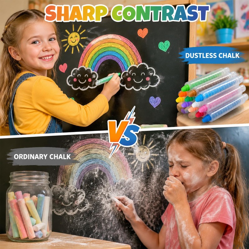 12Pcs Chalk with Pen Sleeve Colored Twistable Chalk for Blackboard