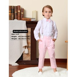 A&J DESIGN Boy Easter Outfit Toddler Gentleman Suspender Formal Wedding Dress Valentine Suit Pink 5-6 Years