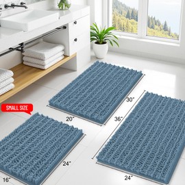 Smiry Bathroom Rugs Mat 30x20, Extra Soft Absorbent Chenille Bath Rugs, Non Slip Rubber Backing Machine Washable Quick Dry Bath Mats for Bathroom Floor, Tub, Shower, Home Accessories, Grayish Blue
