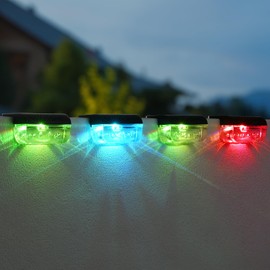 Herzila Solar Step Lights Outdoor, 8 Pack RGB Color Changing Fence Lights Solar Powered, Waterproof Deck Lights for Outside, Step, Fence, Deck, Stair, Pool and Yard