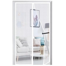 Panngu Magnetic Fly Screen Door 90 x 190cm White, Bugs Out with Doors Screen Curtain, Heavy Duty Screens Doors Nets Keeping Out Flies Bug