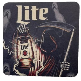 Miller Lite 2 Miller Lite 4" Square Coasters - Grim Reaper