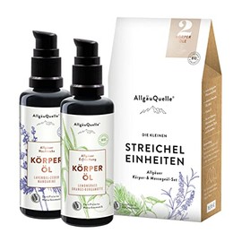 AllgäuQuelle Mini Organic Body Oil Set Stroke Units Small Gift Set Natural Cosmetics 2 x 50 ml Organic Body Oils for Dry Skin with Natural Essential Oils Vegan