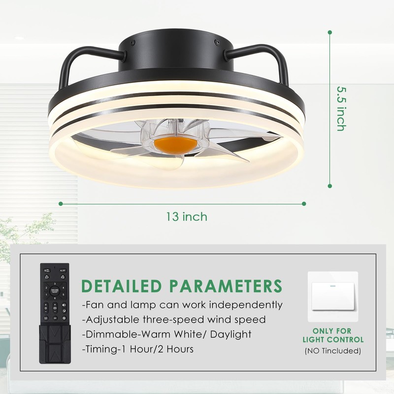 Mpayel Ceiling Fans with Lights and Remote - Flush Mount
