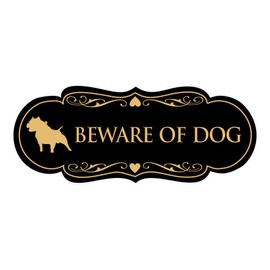 Signs ByLITA Designer Beware of Dog Sign(Black Gold) - Large