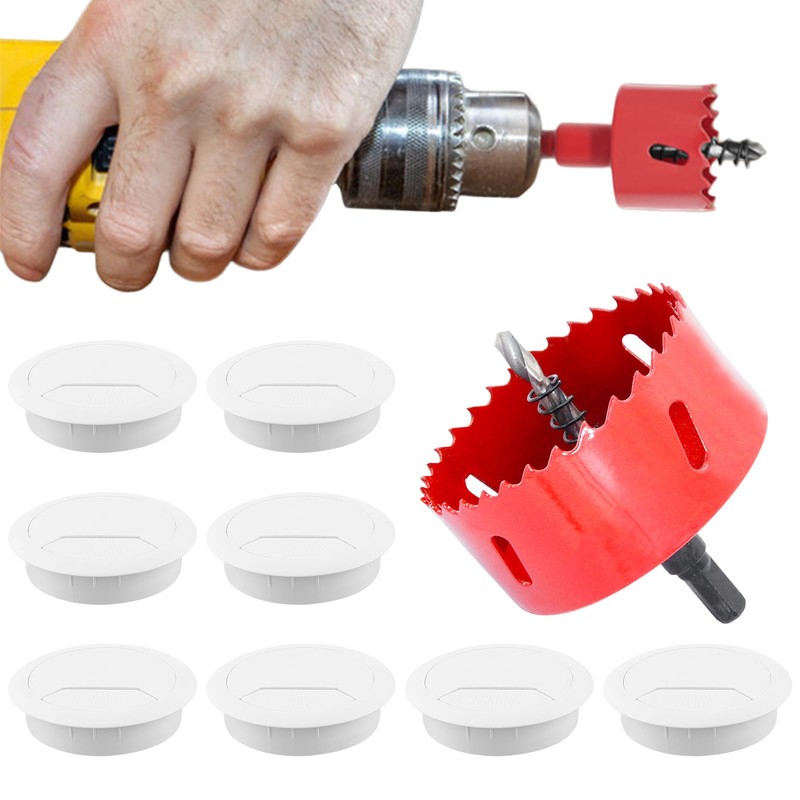 Pack of 8 Cable Grommet Desk, Cable Pass with Hole