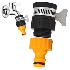 Hose Tap Connector, 12-16mm Detachable Hose Adapter, Kitchen Taps Connector with Stainless Steel Collar, Faucet Adapter for Gardening Kitchen Car Washing