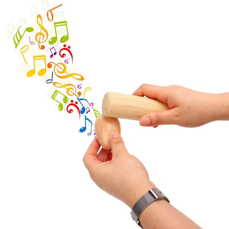 2PCS Wood Egg Shaker Natural Safe Musical Hand Percussion Instrument