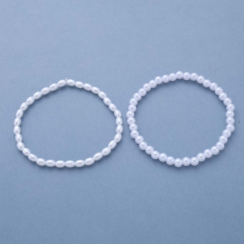 Allereya Boho Weiß Perle Fußkettchen Perlen Perlen Fußkettchen Elastische Perlenkette