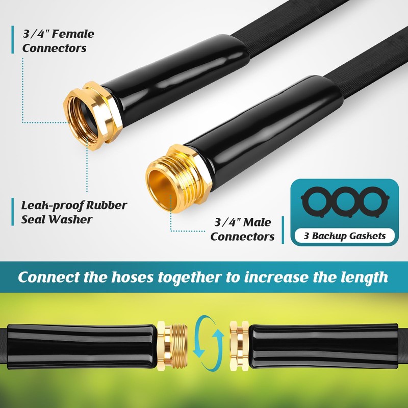 CXEZSIK Garden Hose Non-Expanding 100ft, Flexible Garden Hose with 10