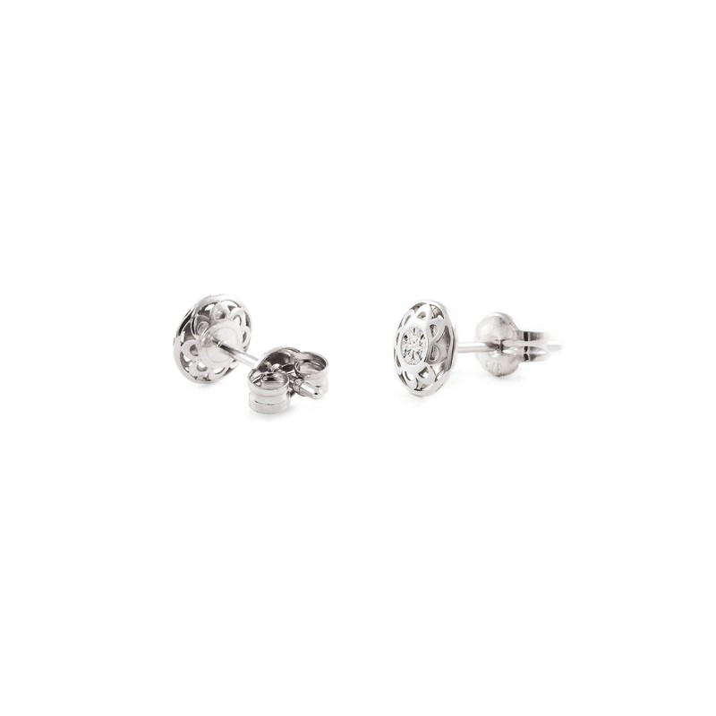 Women's & Children's Round Stud Earrings - White Gold 9