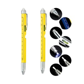 ZPRODESTD 2Pcs 7 in 1 Multitool Pen, Stocking Stuffers for Mens Gifts for Him Husband, Father's Day for dad, Birthday for Men, Tools Cool Gadgets,Office Gift(Yellow)