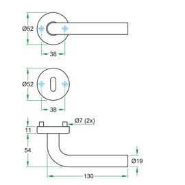 Aperit Door Handle: Stainless Steel Door Handle Pair with Bunbart Rosettes - Handle Set for Interior Doors - L-Model - 49.320.02