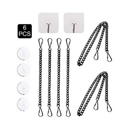 HAOSUM Adhesive Hooks with Hanging Chain for Bird Feeders, Planters, Ornaments, 4 Pieces 24Inch and 2 Pieces 12 Inch Hanging Chain (60cm)