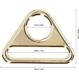 LATRAT Pack of 10 Triangle Buckle 38 mm Adjuster Triangle with Bar for Luggage, Backpack Straps, Webbing Accessories (Gold), NO