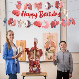 Human Anatomy Body Part Party Banners 3Pcs Happy Birthday Doctor Nurse Theme Birthday Party Supplies