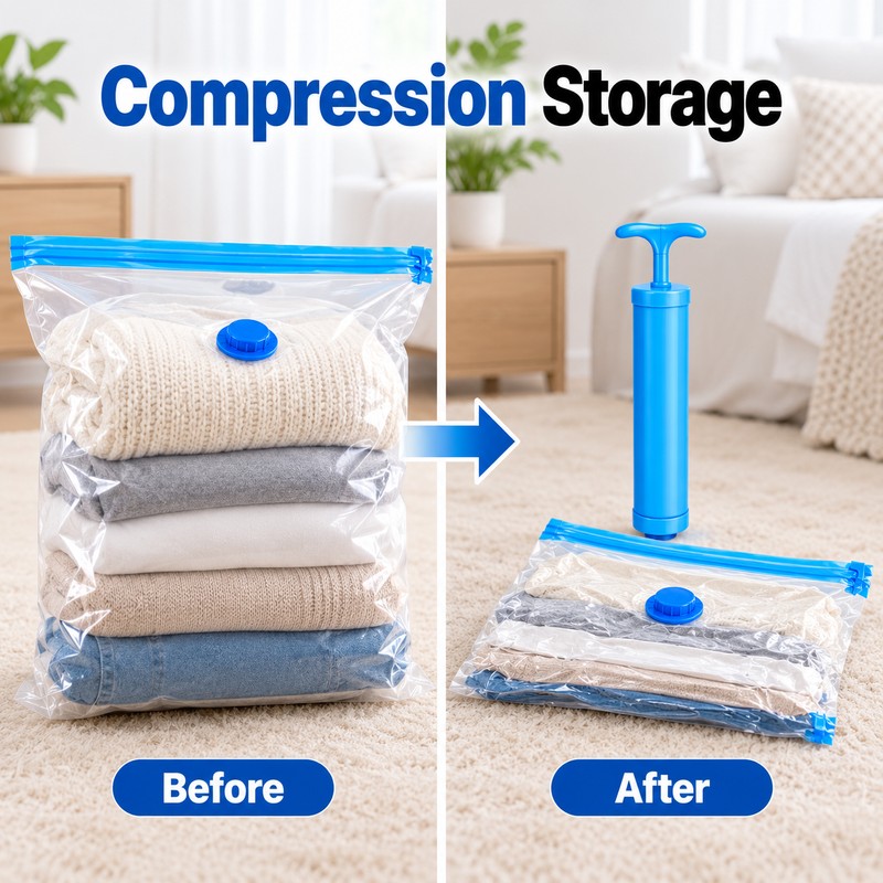 Vacuum Storage Bags for Clothes – 6-Pack 30x50cm Reusable Compression