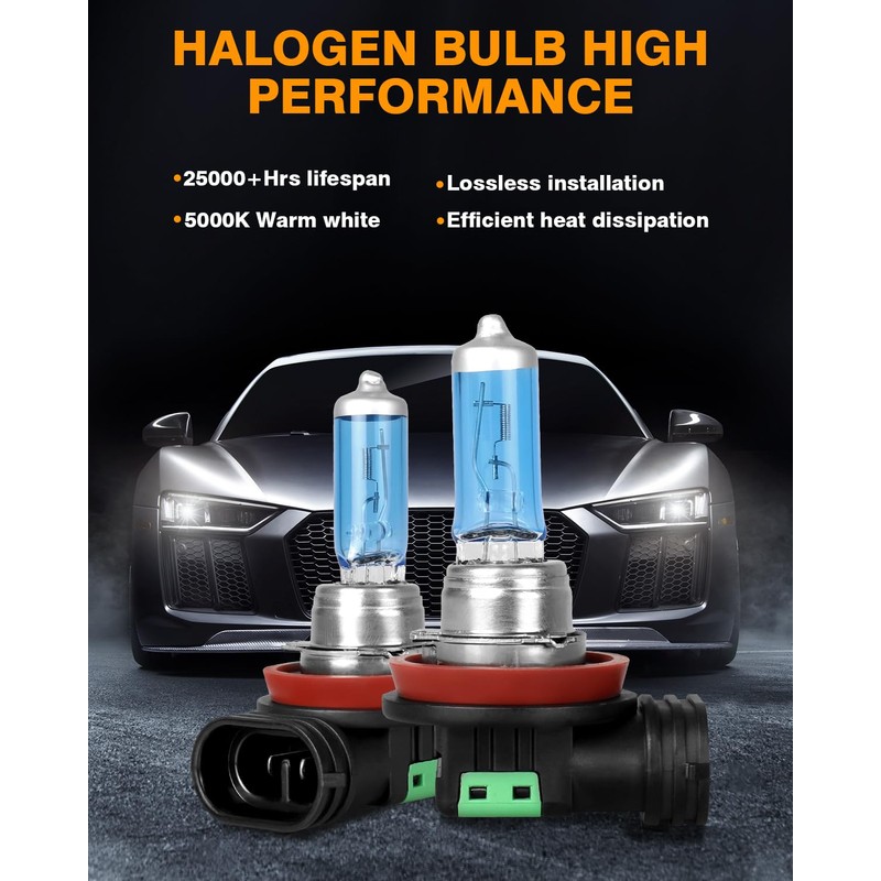 NSDXCT 9005/HB3 Halogen High Beam Headlight Bulb+H11 Low Beam Light