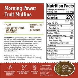 DIJAS Natural Foods Vegan 16ct Muffins 100% Plant-based, non-GMO, No Preservatives, Artificial Colors, or Flavors, Delicious Snack and Breakfast Muffin (16 Muffins) (Morning Power Fruit)