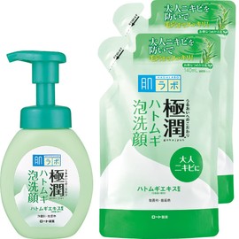 Hadalabo Gokujun Pearl Barley Foam Cleanser, 1 Main Unit + 2 Refill Set