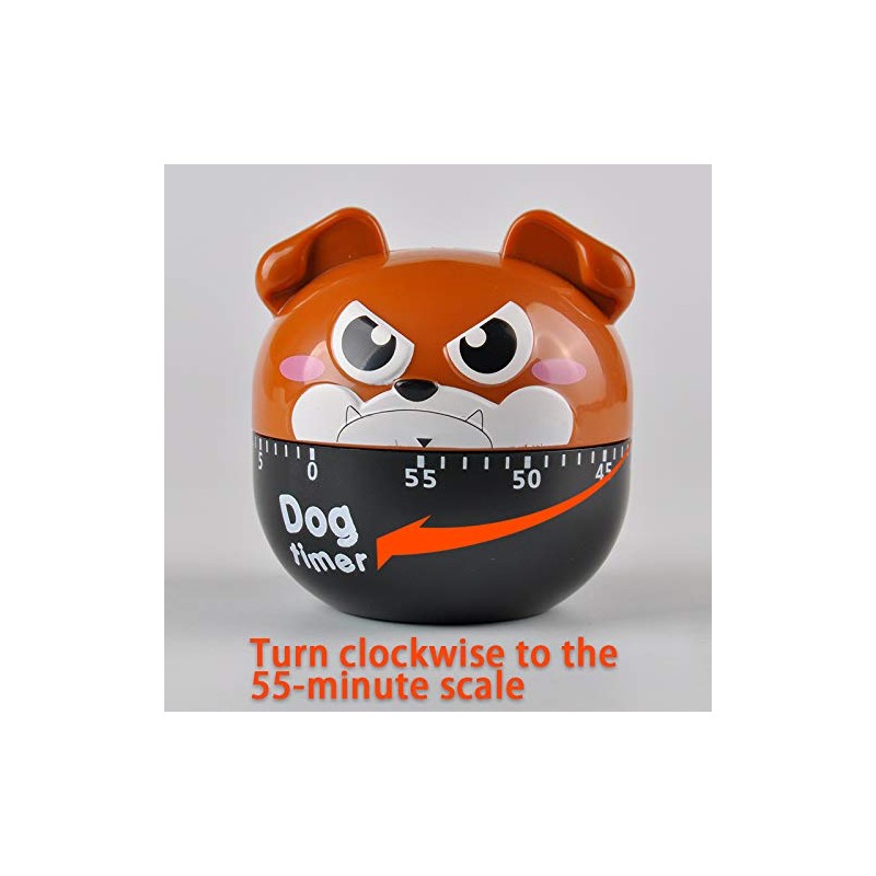 Cute Dog Kitchen Timer Manual Mechanical Rotating Alarm 55 Minutes