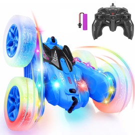 COOWIN Remote Control Car with Lights, 2.4Ghz Double Sided 360° Rotating 4WD Stunt RC Car Toy for Kids Ages 6+