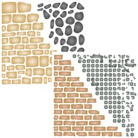 2 x Wall Stencils, 2 Pieces/21.5 x 21.5 cm (L) - Use layered stone, stones, flint to add texture and design to mixed media backgrounds for painting templates