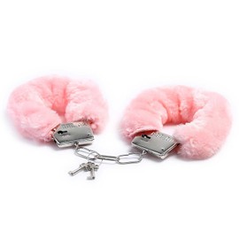 Stainless Steel Pink Fluffy Handcuffs for Ankles and Wrist with Chain Set Fuzzy Hand Cuff Set for Adults Bedroom Hand Cuffs for Women Couples(Pink)