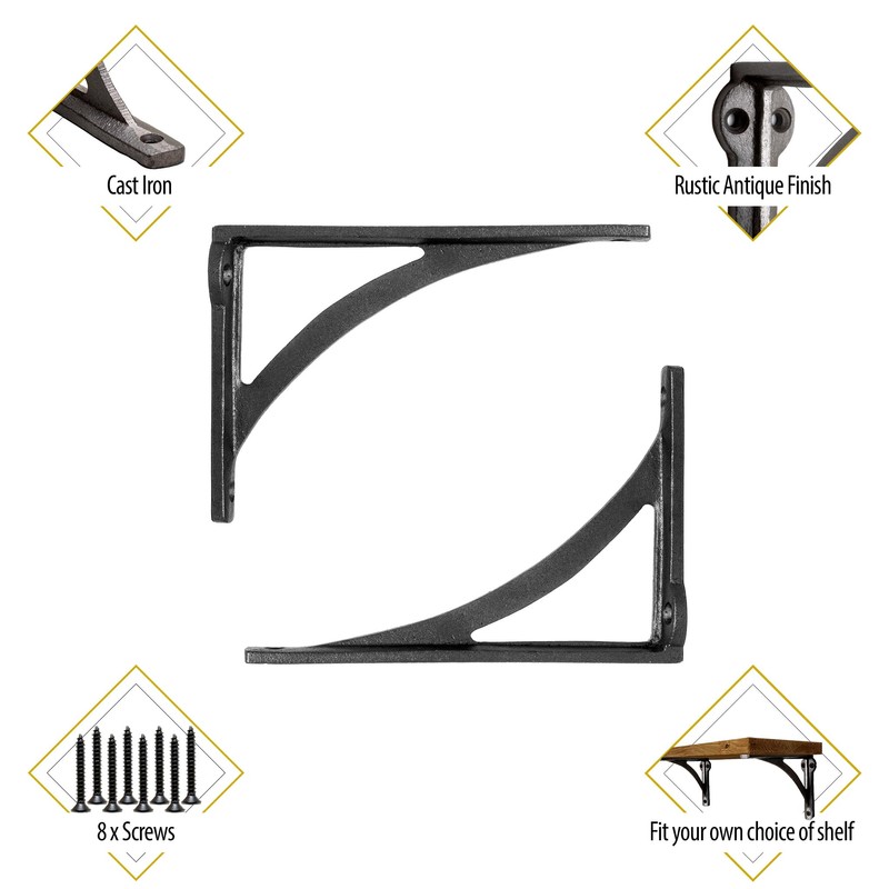 EDUWURXS Cast Iron Ironbridge Shelving Brackets Pack of 2 4x5.5