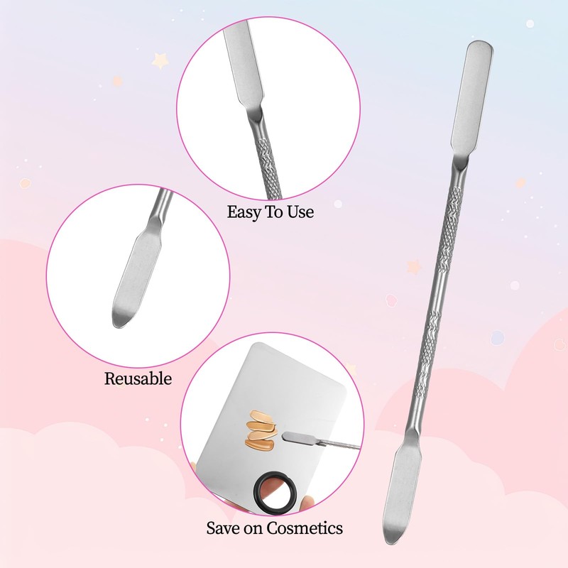 JJUNW Make Up Palette, 3-Piece Stainless Steel Make Up Mixing