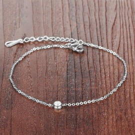 Kim Johanson Women's Stainless Steel Anklet, Various Models in Silver with a Strong Lobster Clasp, Includes Jewellery Pouch, Stainless Steel