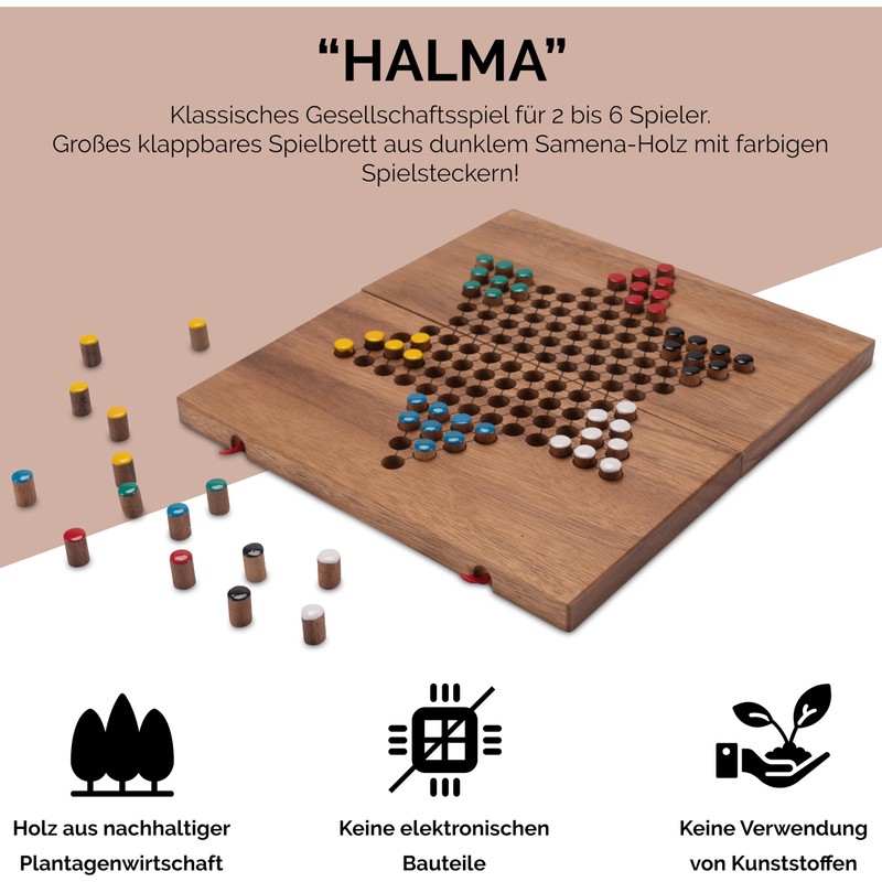 Halma Size L Star Halma/Chinese Checkers – Strategy Wooden Game