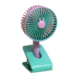 Mini Clip On Fan ABS Foldable USB Rechargeable Noiseless Small Hand Fan with Night Light for Tabletop Bunny Azure