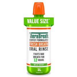 TheraBreath Fresh Breath Mouthwash, Mild Mint, Alcohol-Free, 1 Liter