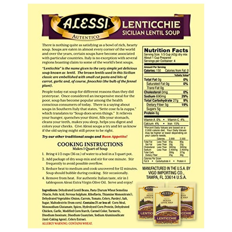 Alessi Autentico Premium Soups, Traditional Flavors, 6oz (Variety, Pack of