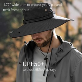 HLLMAN Super Wide Brim Sun Hat UPF 50+ Protection Hats for Mens/Womens Large Bucket hat for Fishing, Hiking, Gardening