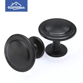 HOMOTEK 15 Pack Cabinet Knobs Drawer Pulls Zinc Stepped Round Dresser Handles,Kitchen,Cupboard, Bathroom, Wardrobe, Cabinet Hardware,Black